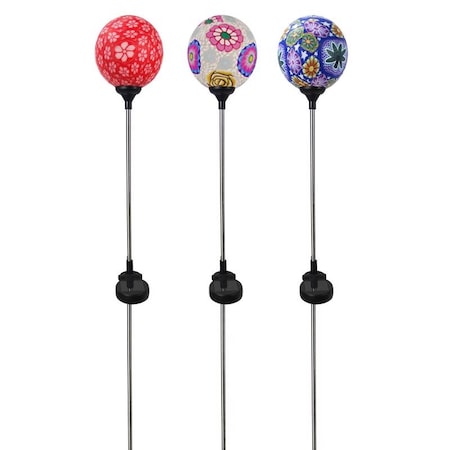 Multicolored Glass/Metal 34 In. H Soft Clay Ball Outdoor Garden Stake, 9PK